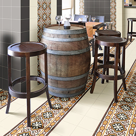 Rochefort Border Patterned Wall and Floor Tiles - 200 x 200mm