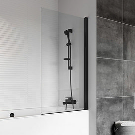 Roman Haven6 Matt Black 1500 x 815mm Hinged Bath Screen - H2D10CB Large Image