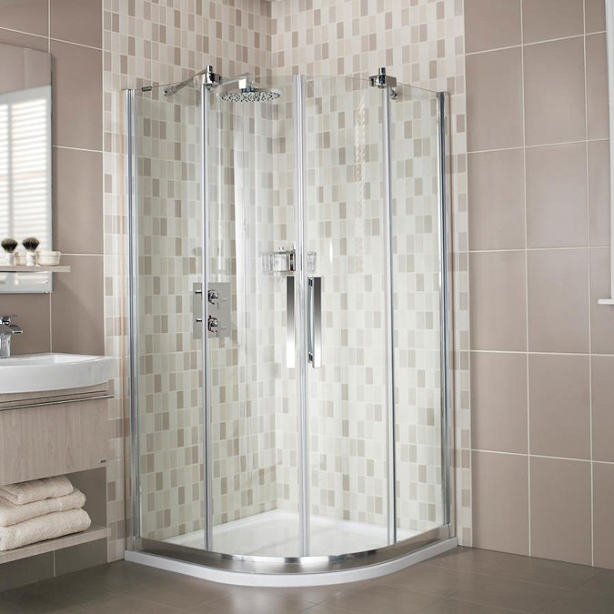 Roman Desire 8mm Frameless Luxury Quadrant Shower Enclosure - 900 x 900mm Large Image