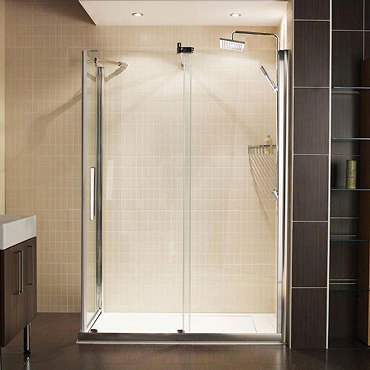 Roman Desire Frameless Sliding Shower Door with Side Panel Profile Large Image