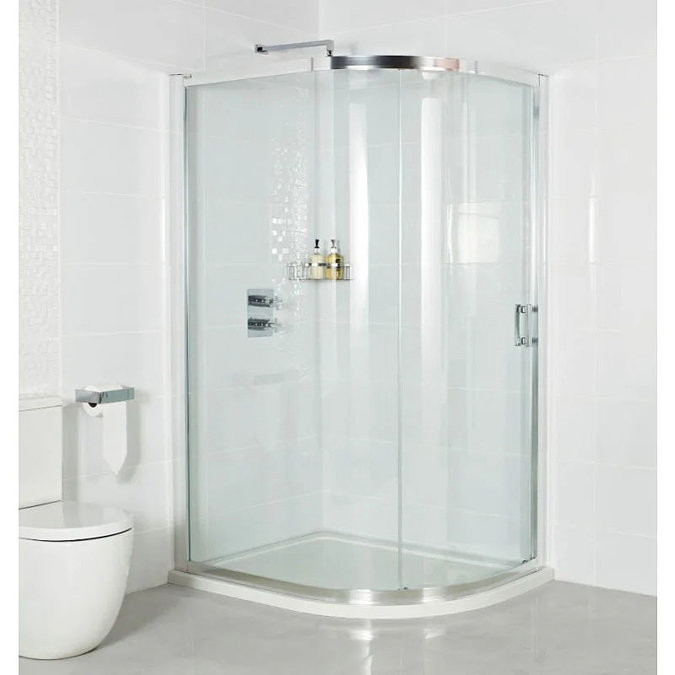 Roman Embrace Single Door Offset Quadrant Shower Enclosure - Various Size Options Large Image