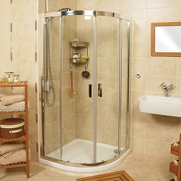 Roman - Embrace Twin Door Offset Quadrant Shower Enclosure - Various Size Options Profile Large Imag