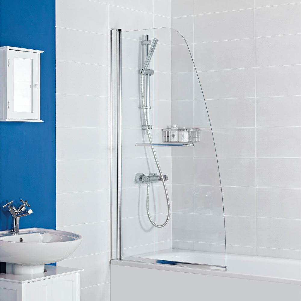 Hinged bath screen discount with towel rail