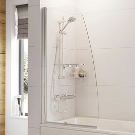 Roman Haven Angled Bath Screen with Towel Rail - H2D1CS Large Image