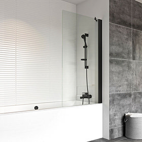 Roman Haven6 Matt Black 1467 x 800mm Fixed Bath Screen - H2D11CB Large Image