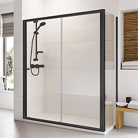 Roman Haven6 Matt Black 6mm Sliding Shower Door Enclosure - 1000 x 800mm Medium Image
