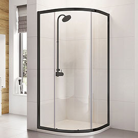 Roman Haven6 Matt Black Frame Single Door Shower Enclosure - Various Size Options  Medium Image