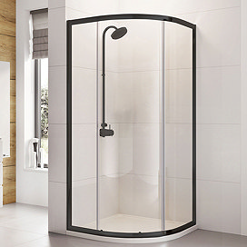 Roman Haven6 Matt Black Frame Single Door Shower Enclosure - Various Size Options Large Image