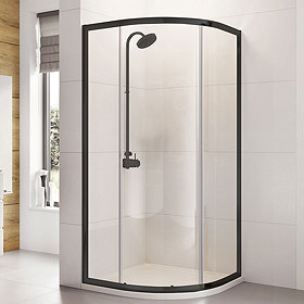 Roman Haven6 Matt Black Frame Single Door Shower Enclosure - Various Size Options  Large Image