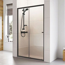 Roman Haven6 Matt Black Sliding Shower Door - 1200mm - H3S12CB Large Image