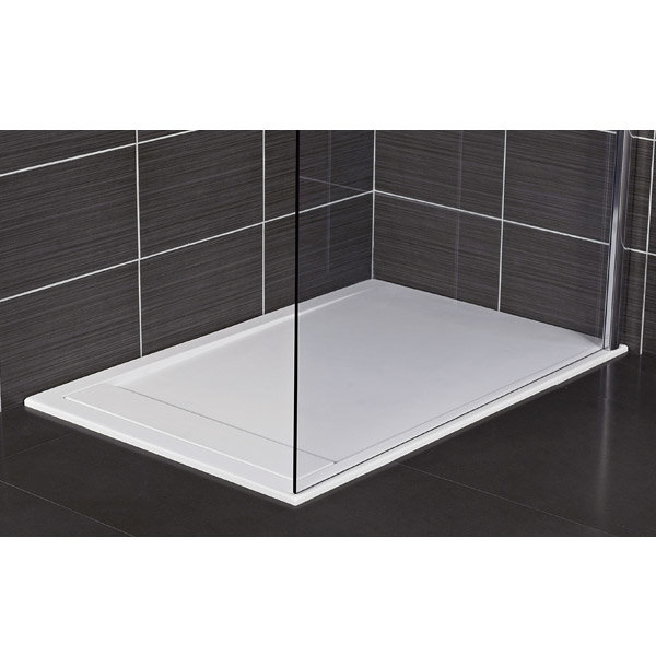 Roman - Infinity 40mm Low Profile Stone Rectangular Shower Tray - Gloss White - Various Size Options