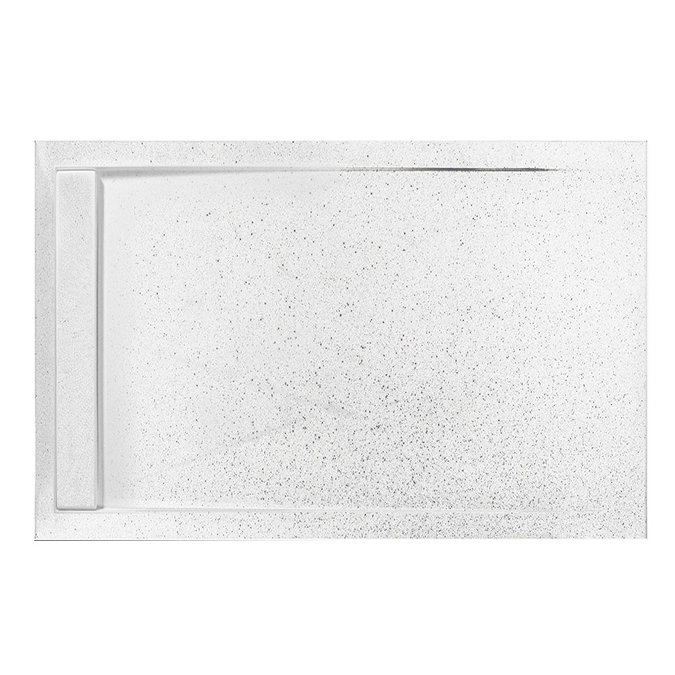 Roman - Infinity 40mm Low Profile Stone Rectangular Shower Tray - Shimmer White - Various Size Optio