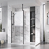 Roman Liberty Black Clear Glass Wetroom Screen + Ceiling Arm Support - Various Sizes (2000mm High)  
