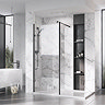 Roman Liberty Black Clear Glass Wetroom Screen + Wall Arm Support - Various Sizes (2000mm High)  Pro