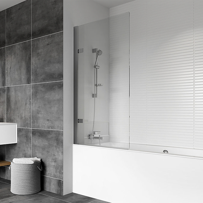Roman Haven8 Frameless Hinged Bath Screen - Left Hand Large Image