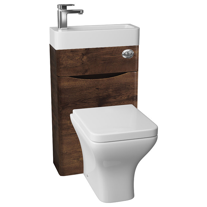 Ronda 500mm Chestnut 2-In-1 Combined Wash Basin & Toilet Large Image