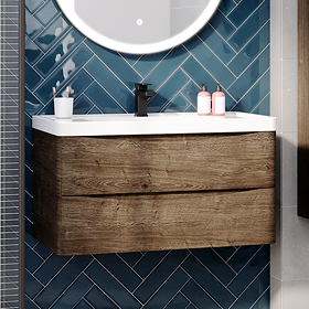 Monza Chestnut 900mm Wide Wall Mounted Vanity Unit