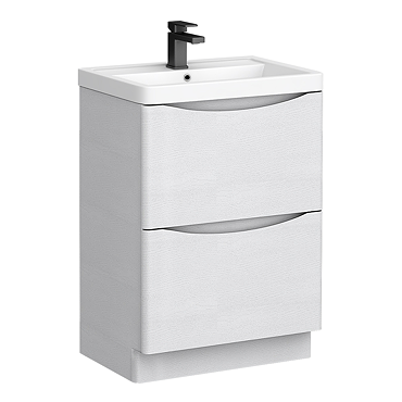 Monza White Ash 600mm Wide Floor Standing Vanity Unit