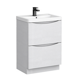 Monza White Ash 600mm Wide Floor Standing Vanity Unit