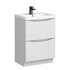 Monza White Ash 600mm Wide Floor Standing Vanity Unit