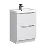 Monza White Ash 600mm Wide Floor Standing Vanity Unit