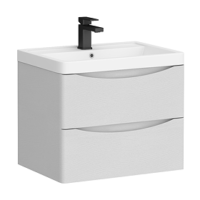 Monza White Ash 600mm Wide Wall Mounted Vanity Unit