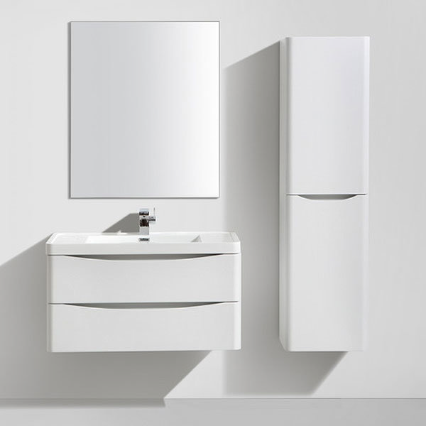 Ronda White Ash 900mm Wide Wall Mounted Vanity Unit Feature Large Image