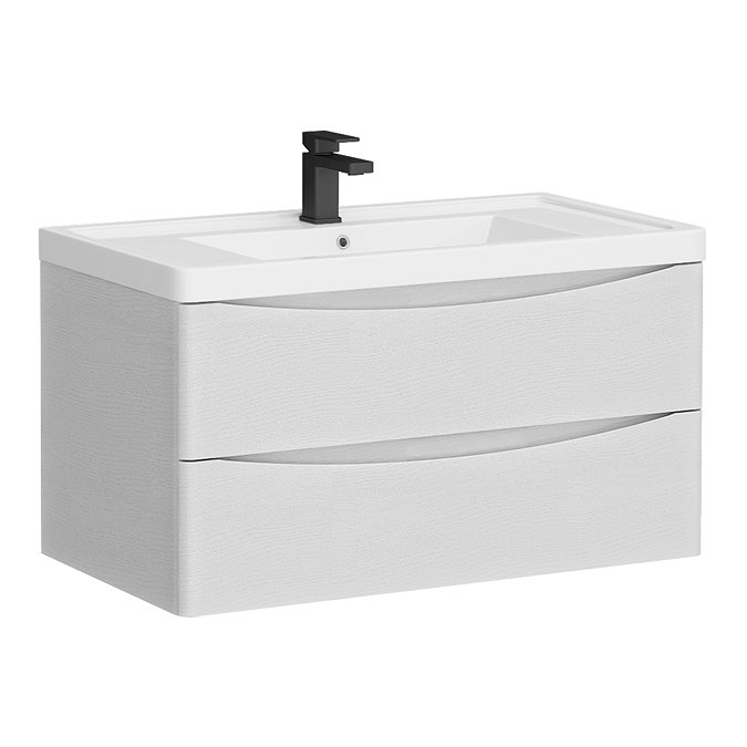 Monza White Ash 900mm Wide Wall Mounted Vanity Unit