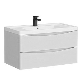 Monza White Ash 900mm Wide Wall Mounted Vanity Unit