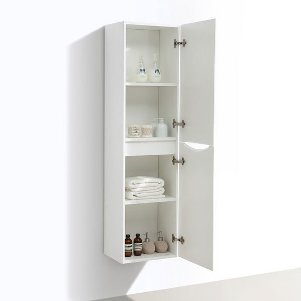 Ronda White Ash Tall Wall Hung Storage Unit - 1500mm High  Profile Large Image