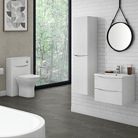 Monza White Ash Wall Hung Bathroom Furniture Package