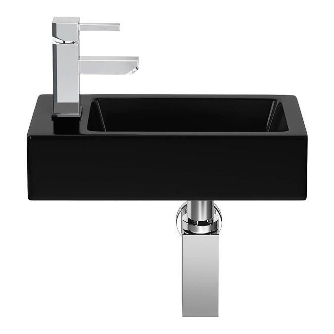 Rondo Black 365 x 180mm Wall Hung Small Cloakroom Basin 1TH  Large Image