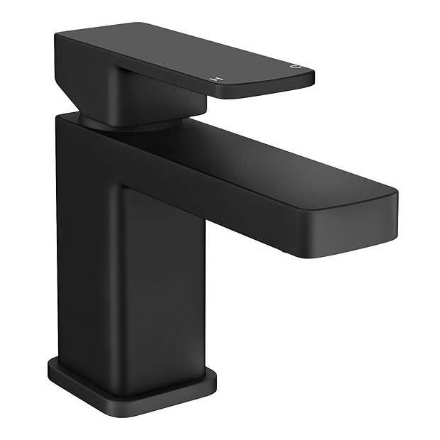 Rondo Double Wall Hung Basin Package with Matt Black Square Taps