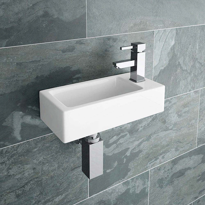 Rondo Wall Hung Small Cloakroom Basin R/H 1TH - 365 x 180mm Large Image