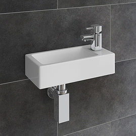 Rondo RH Wall Hung Small Cloakroom Basin Package Large Image
