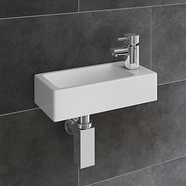 Rondo RH Wall Hung Small Cloakroom Basin Package Large Image