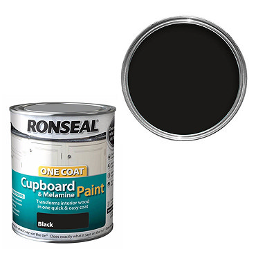 Ronseal One Coat Cupboard & Melamine Paint - Black Gloss  Profile Large Image
