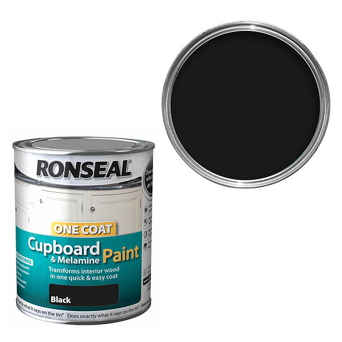 Ronseal One Coat Cupboard & Melamine Paint - Black Satin Large Image