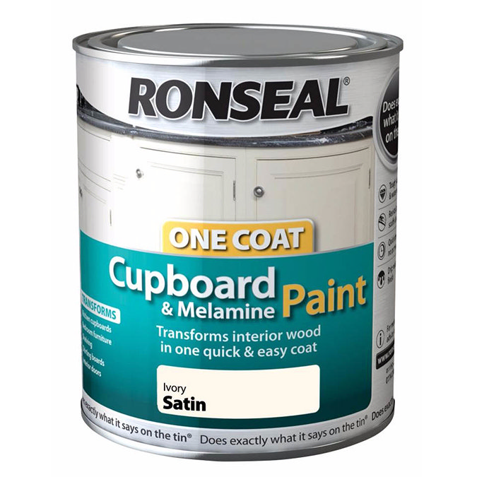 Ronseal One Coat Cupboard & Melamine Paint - Ivory Satin  Profile Large Image