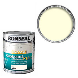 Ronseal One Coat Cupboard & Melamine Paint - Ivory Satin Medium Image