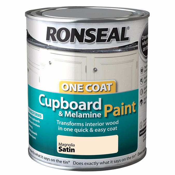Ronseal One Coat Cupboard & Melamine Paint - Magnolia Satin  Profile Large Image