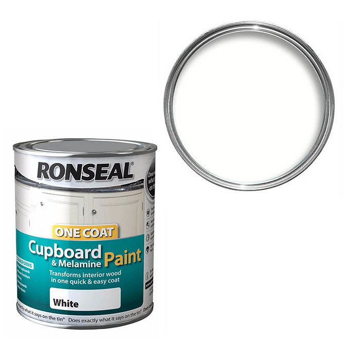 Ronseal One Coat Cupboard & Melamine Paint - White Satin Large Image