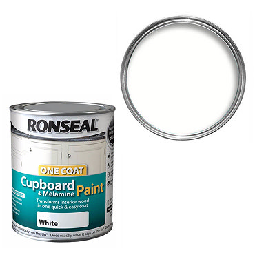Ronseal One Coat Cupboard & Melamine Paint - White Satin  Profile Large Image