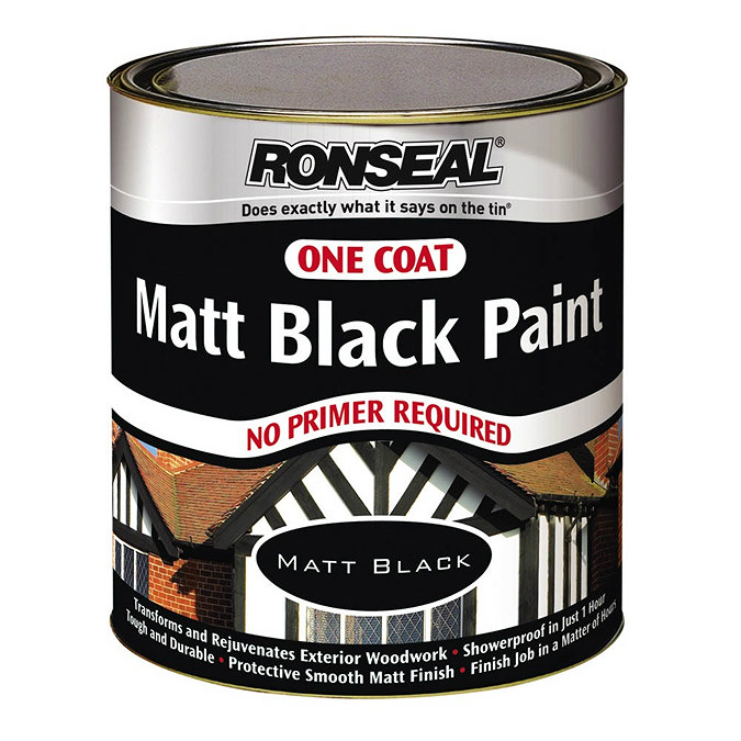 Ronseal One Coat Exterior Wood Paint 750ml - Black Matt Profile Large Image