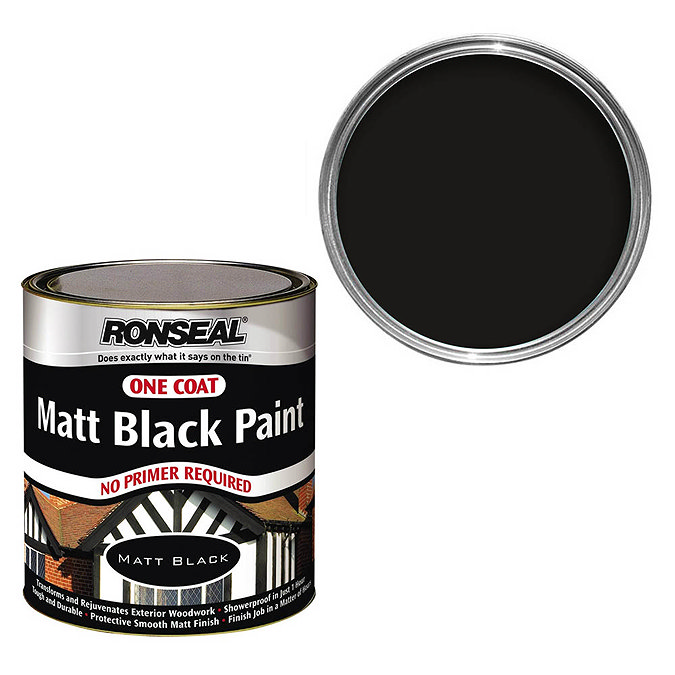 Ronseal One Coat Exterior Wood Paint 750ml - Black Matt Large Image