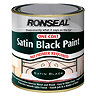 Ronseal One Coat Paint 250ml - Black Satin  Profile Large Image