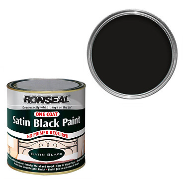 Ronseal One Coat Paint 250ml - Black Satin  Profile Large Image