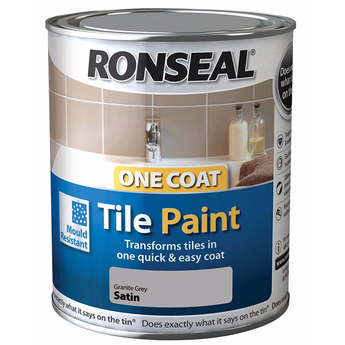 Ronseal One Coat Tile Paint 750ml - Granite Grey Satin  Profile Large Image