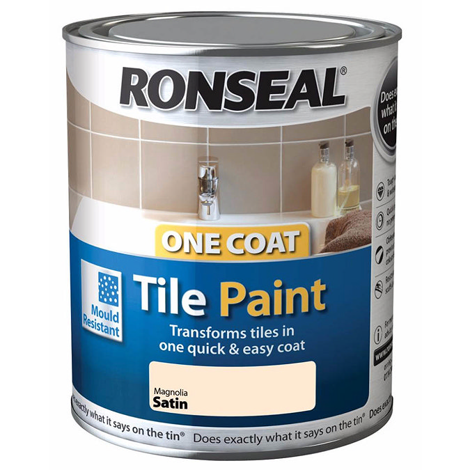 Ronseal One Coat Tile Paint 750ml - Magnolia Satin  Profile Large Image