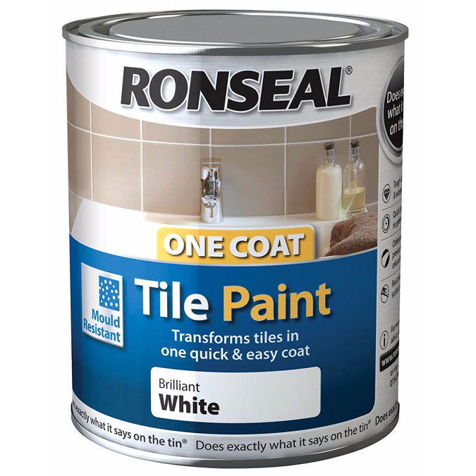 Ronseal One Coat Tile Paint 750ml - White Gloss  Profile Large Image